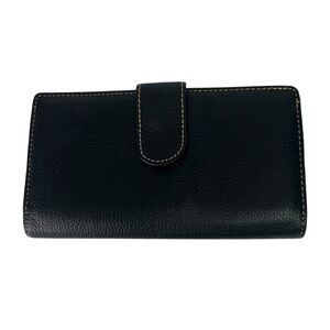 Guang Tong Women’s Wallet Black Genuine Leather Opens To 17 Card Compartments